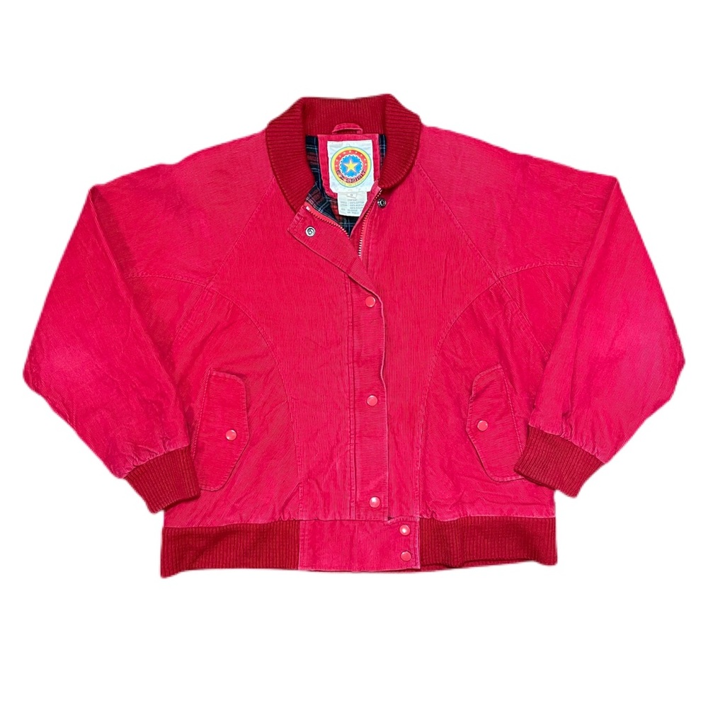 Vintage Red Corduroy Korea Bomber Jacket